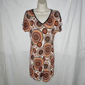 New Womens India Boutique Open Sleeve Cold Shoulder Dress Medallion Circle Geo